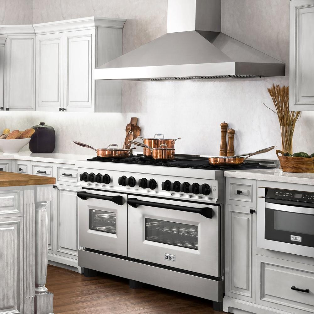 Autograph Edition 60 In. 7.4 Cu. Ft. Legacy Dual Fuel Range With 9 Burner Gas Cooktop And 2 Electric Convection Ovens In Stainless Steel And Matte Black Accents RAZ60MB