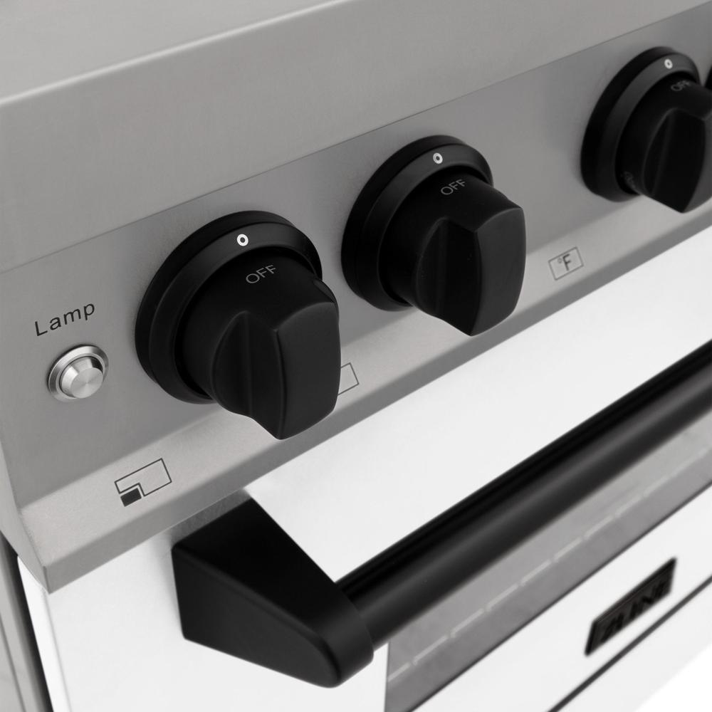 Autograph Edition 30 In. 4.0 Cu. Ft. Legacy Dual Fuel Range With 4 Burner Gas Cooktop And Electric Convection Oven In Stainless Steel With White Matte Door And Matte Black Accents RAZWM30MB