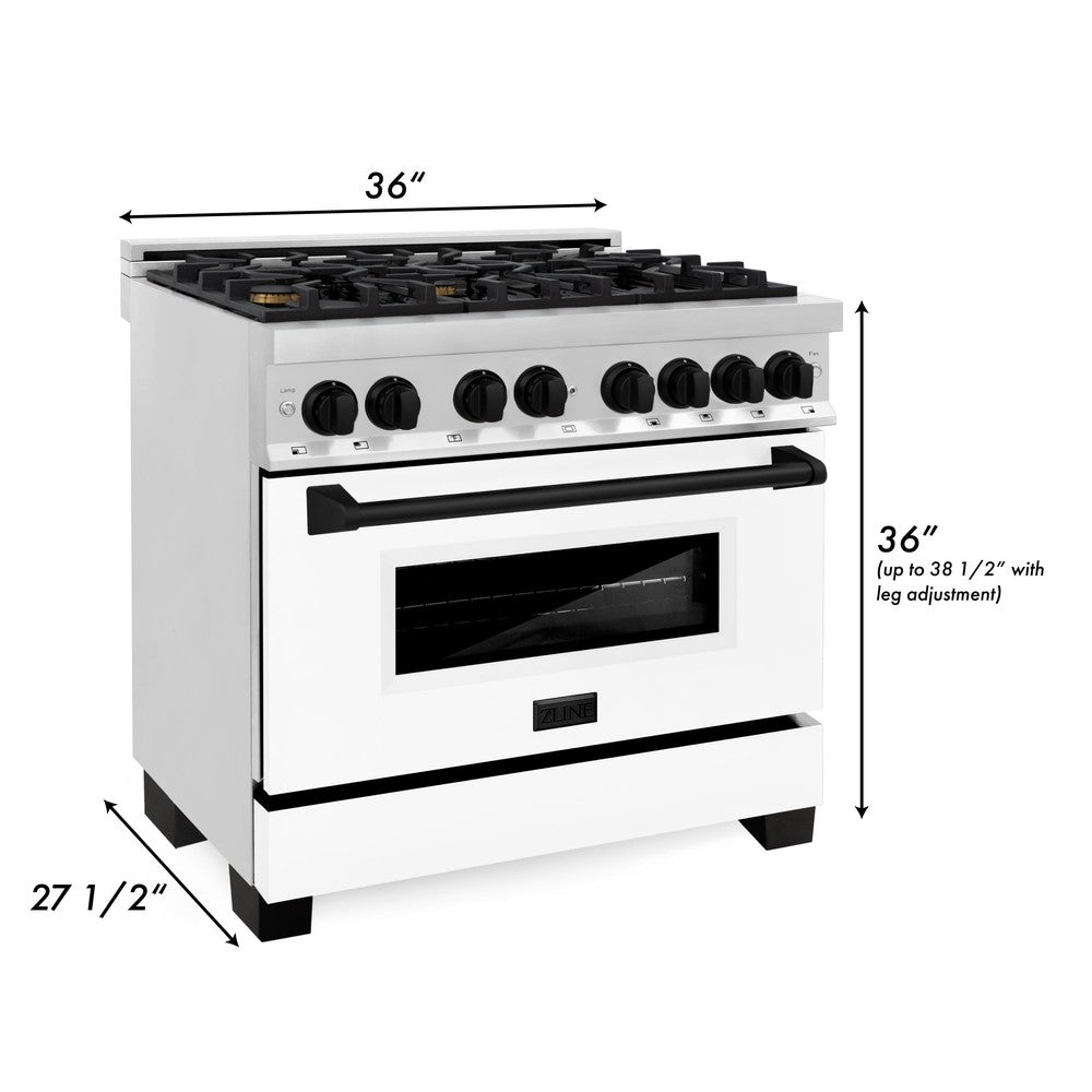 Autograph Edition 36 In. 4.6 Cu. Ft. Legacy Dual Fuel Range With 6 Burner Gas Cooktop And Electric Convection Oven In Stainless Steel With White Matte Door And Matte Black Accents RAZWM36MB
