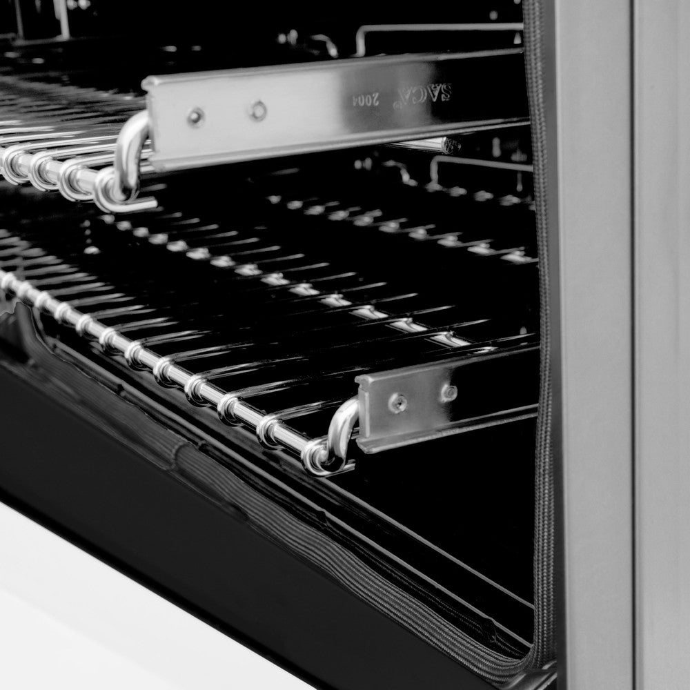 Autograph Edition 48 In. 6.0 Cu. Ft. Legacy Dual Fuel Range With 7 Burner Gas Cooktop And 2 Electric Ovens In Stainless Steel With White Matte Doors And Matte Black Accents RAZWM48MB