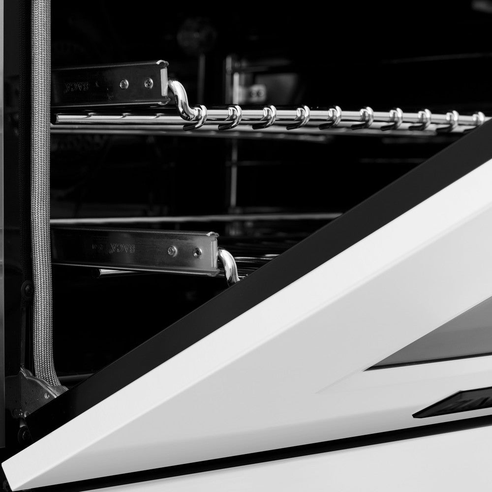 Autograph Edition 48 In. 6.0 Cu. Ft. Legacy Dual Fuel Range With 7 Burner Gas Cooktop And 2 Electric Ovens In Stainless Steel With White Matte Doors And Matte Black Accents RAZWM48MB