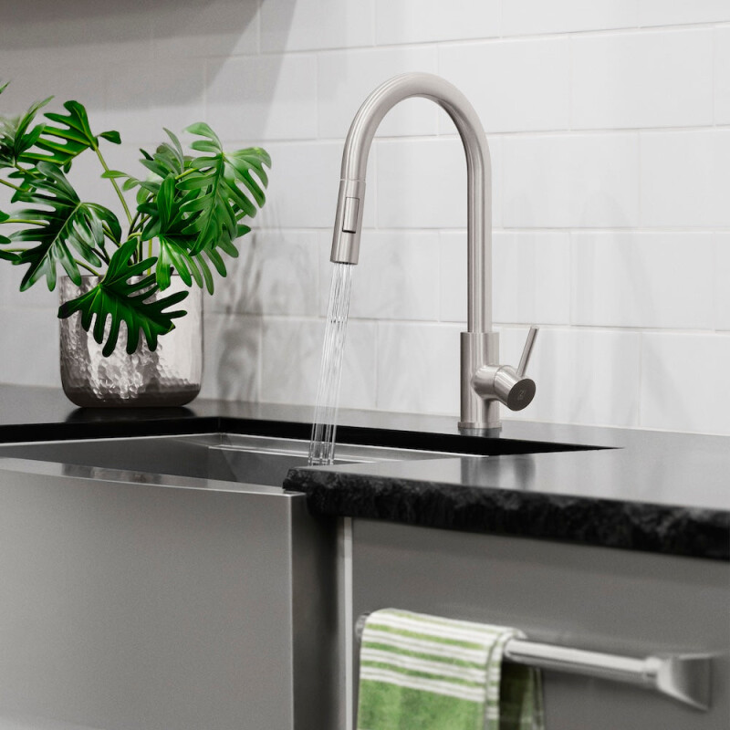 Palisades Pull Down Single Handle Kitchen Faucet In Brushed Nickel RBCN1KFBN