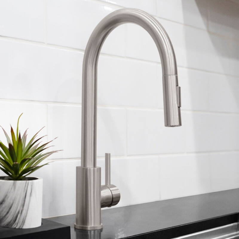 Palisades Pull Down Single Handle Kitchen Faucet In Brushed Nickel RBCN1KFBN