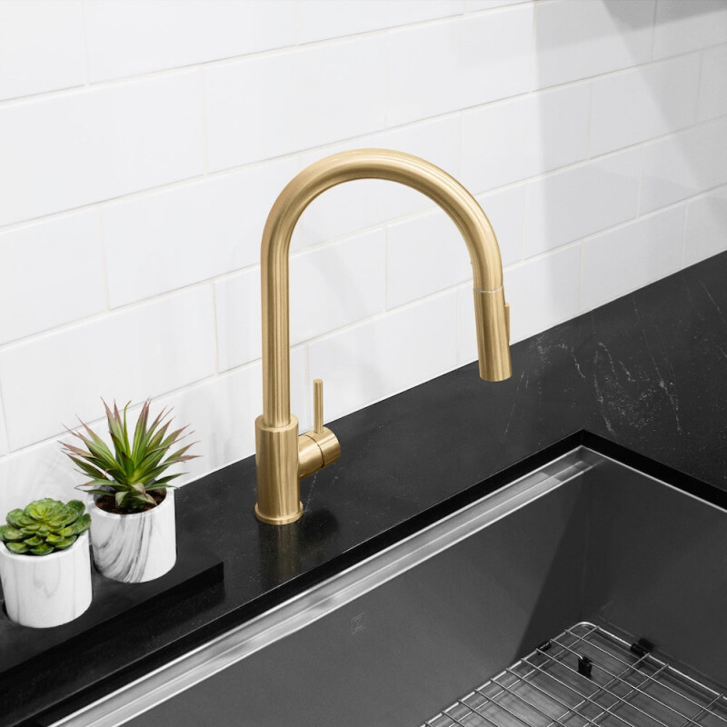 Palisades Pull Down Single Handle Kitchen Faucet In Champagne Bronze RBCN1KFCB
