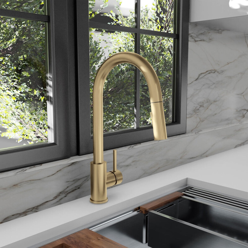 Palisades Pull Down Single Handle Kitchen Faucet In Champagne Bronze RBCN1KFCB