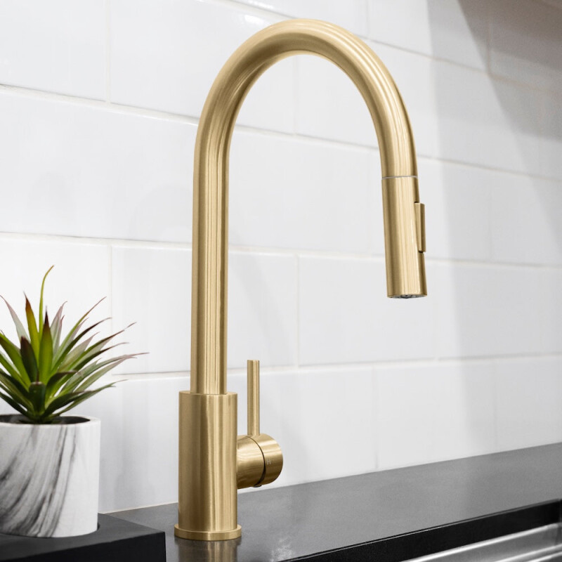 Palisades Pull Down Single Handle Kitchen Faucet In Champagne Bronze RBCN1KFCB