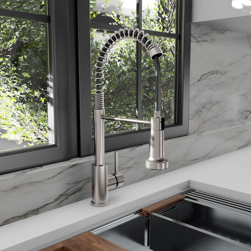 Palisades Pull Down Spring Spray Wand Kitchen Faucet In Brushed Nickel RBCN2KFBN