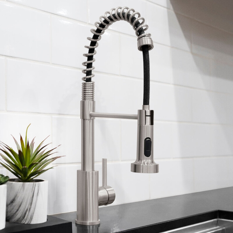 Palisades Pull Down Spring Spray Wand Kitchen Faucet In Brushed Nickel RBCN2KFBN