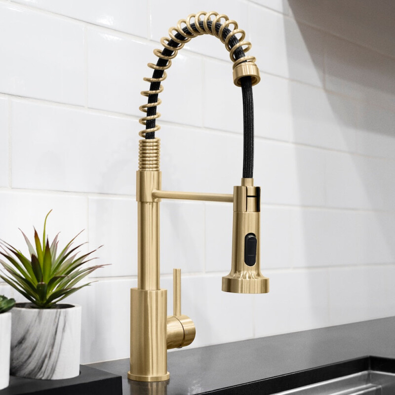 Palisades Pull Down Spring Spray Wand Kitchen Faucet In Champagne Bronze RBCN2KFCB