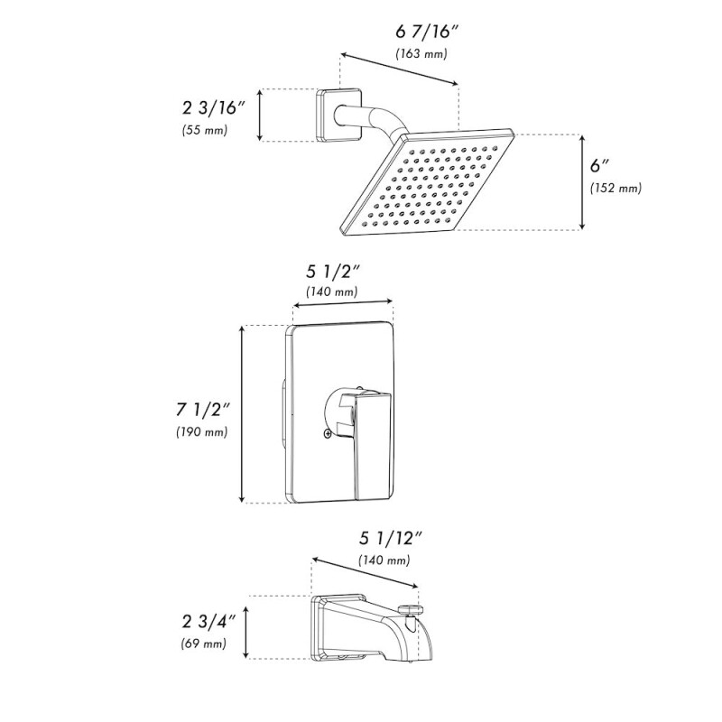 Palisades Modern Shower System RBCN2SHSCB