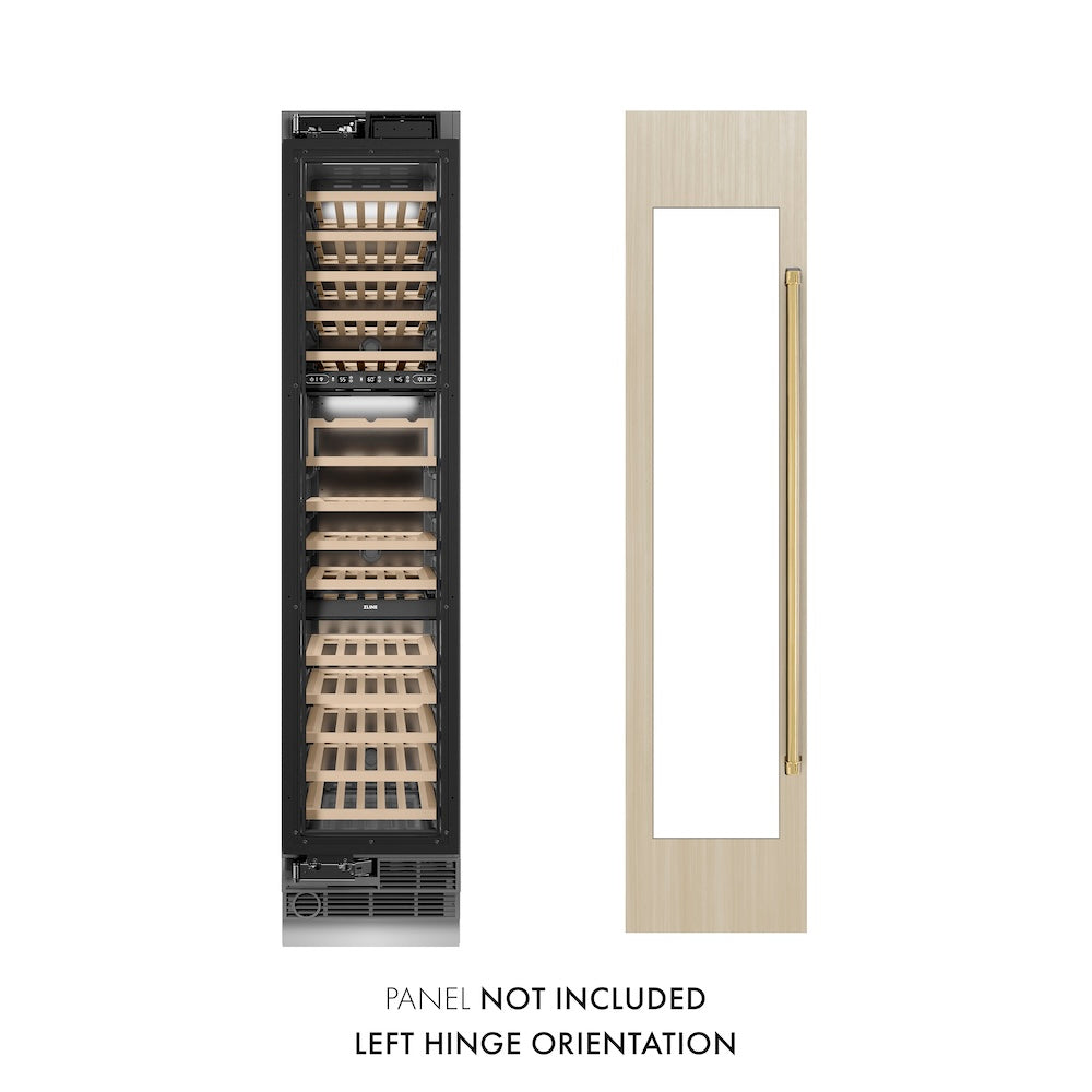 Autograph Edition 18 In. 9.0 Cu. Ft. Triple Zone 68 Bottle Panel Ready Left Hinge Column Wine Cooler With Polished Gold Accents RBCWVLZ18G