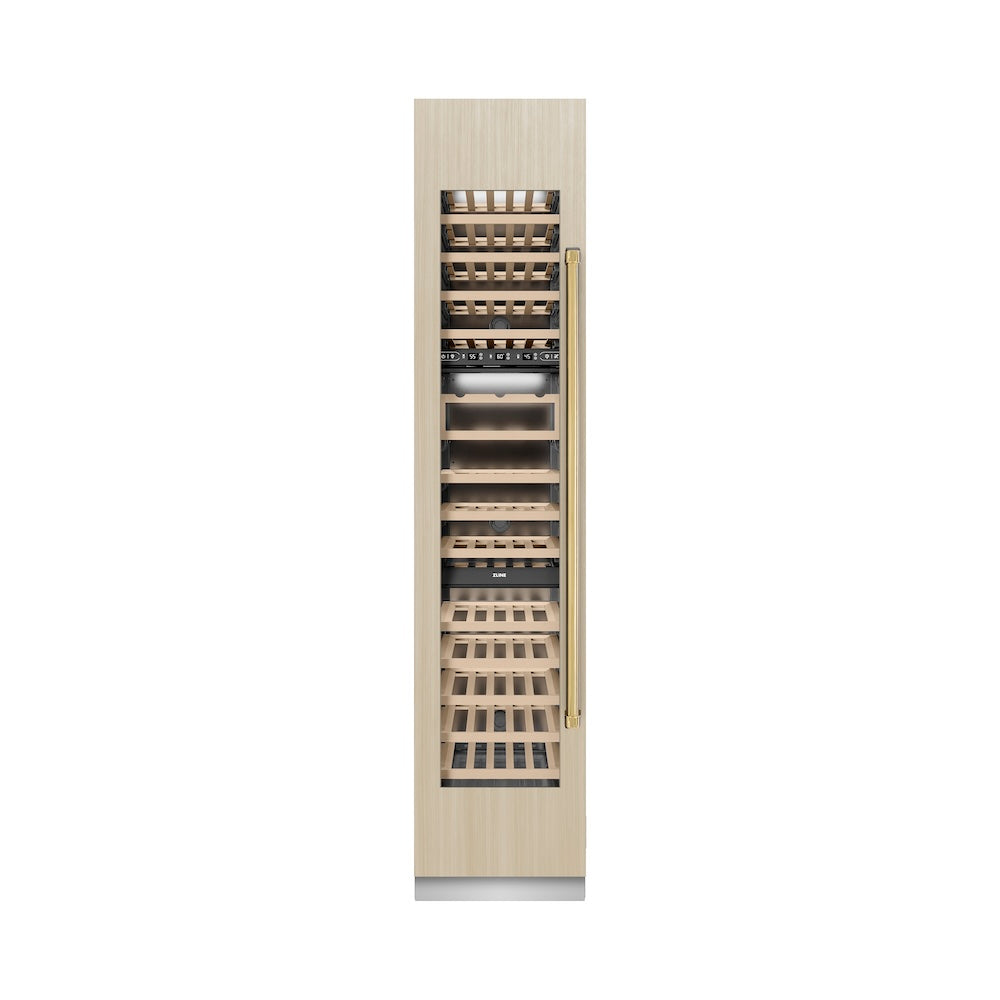 Autograph Edition 18 In. 9.0 Cu. Ft. Triple Zone 68 Bottle Panel Ready Left Hinge Column Wine Cooler With Polished Gold Accents RBCWVLZ18G