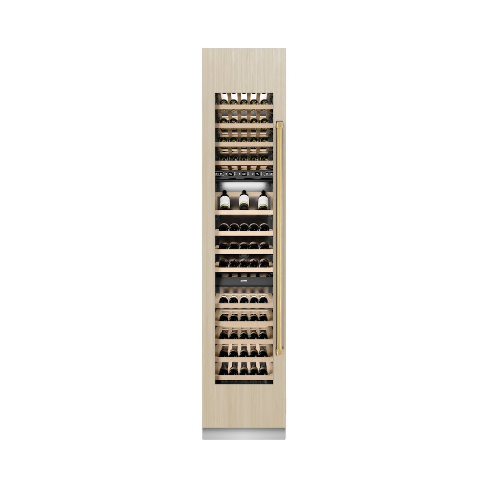 Autograph Edition 18 In. 9.0 Cu. Ft. Triple Zone 68 Bottle Panel Ready Left Hinge Column Wine Cooler With Polished Gold Accents RBCWVLZ18G
