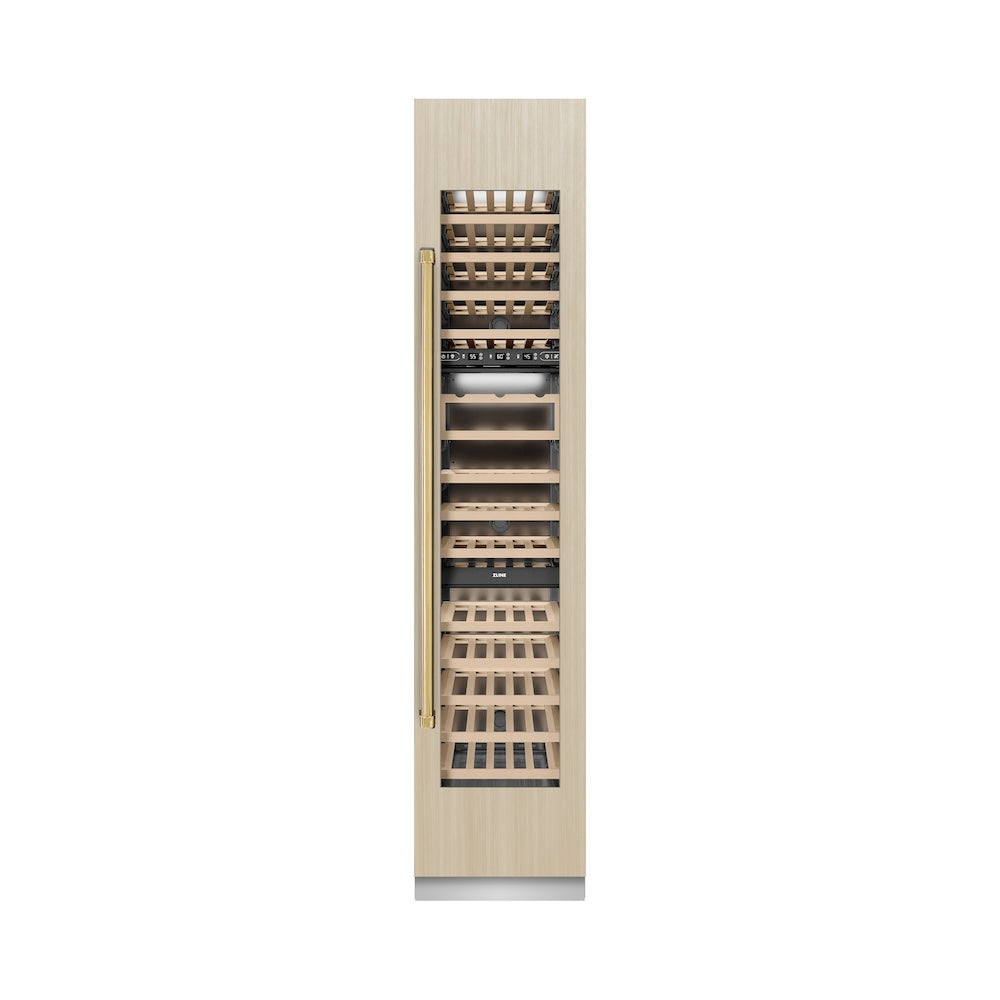 Autograph Edition 18 In. 9.0 Cu. Ft. Triple Zone 68 Bottle Panel Ready Right Hinge Column Wine Cooler With Polished Gold Accents RBCWVRZ18G