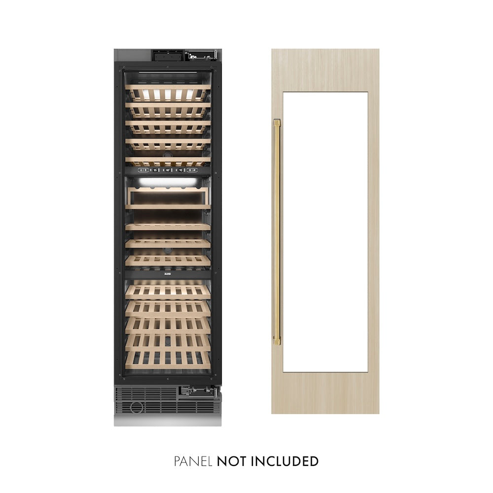 Autograph Edition 24 In. 12.4 Cu. Ft. Triple Zone 100 Bottle Panel Ready Column Wine Cooler With Polished Gold Accents RBCWVZ24G