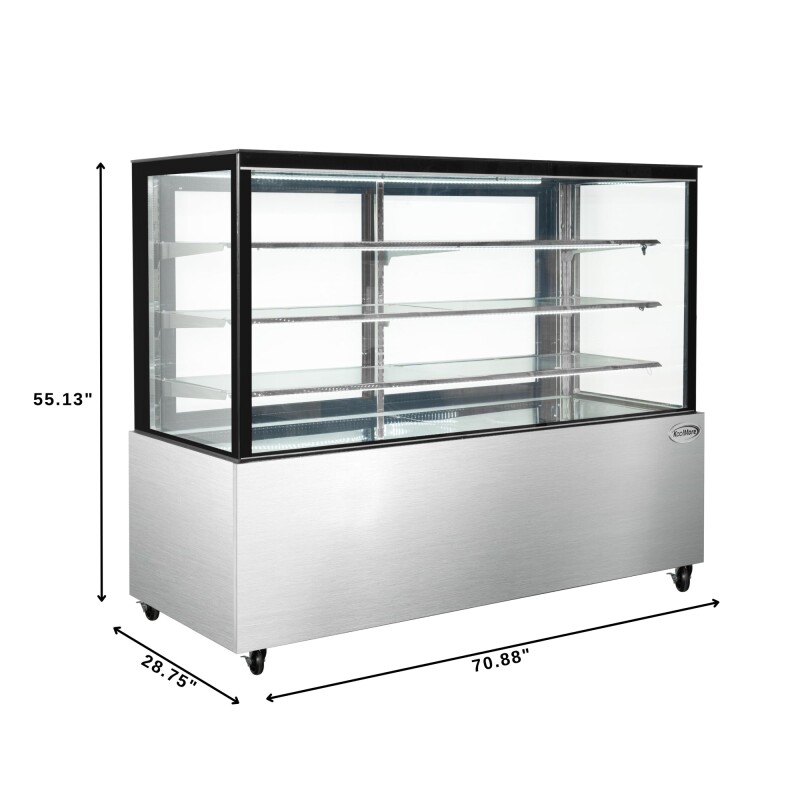 71 in. Refrigerated Bakery Display Case for Cakes, Stainless Steel Frame, 30 cu. ft RBD30C, product image 3 of 12