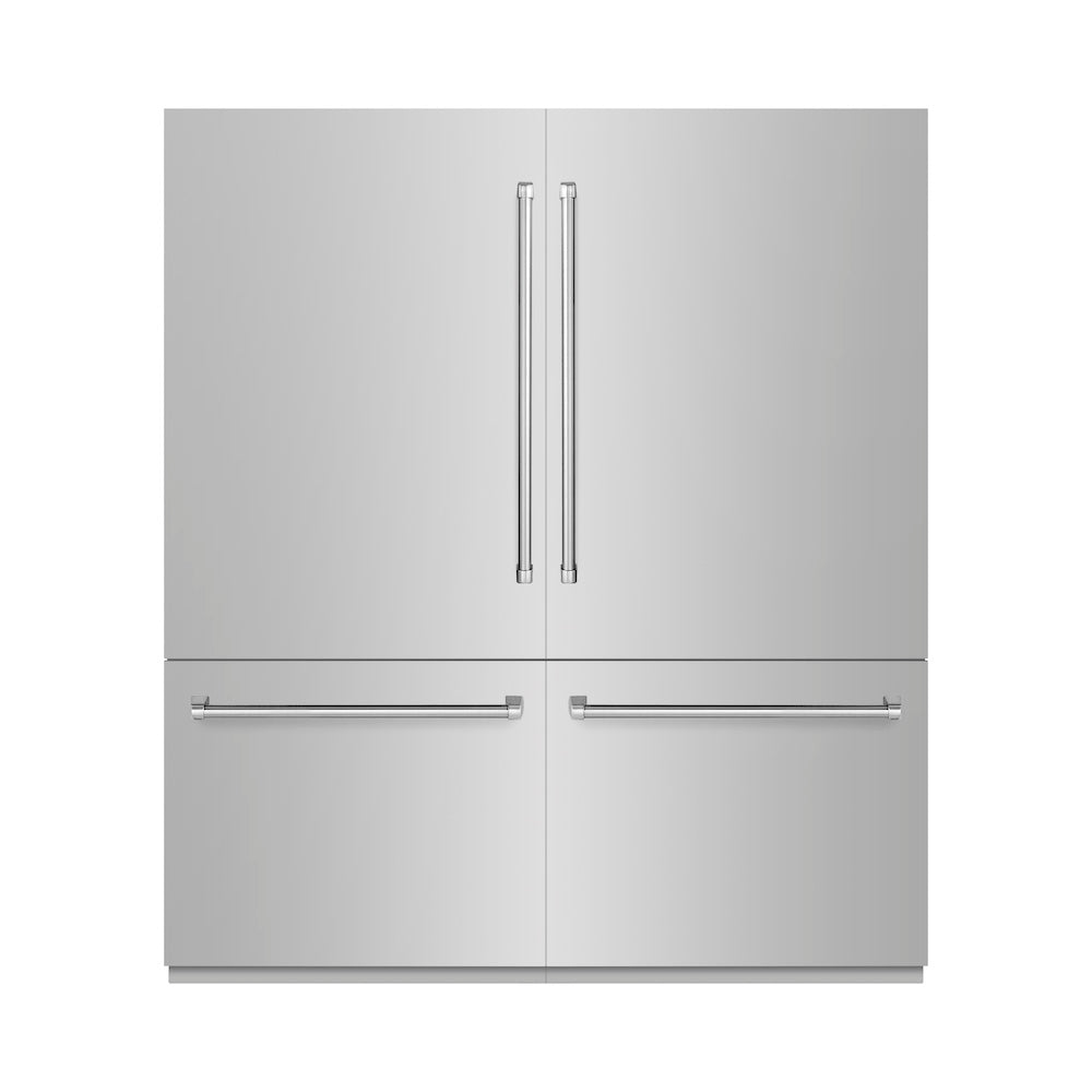 72 In. 39.6 Cu. Ft. French Door Built-in Bottom Freezer Refrigerator With Water Dispensers And Ice Makers In Stainless Steel RBIT30472