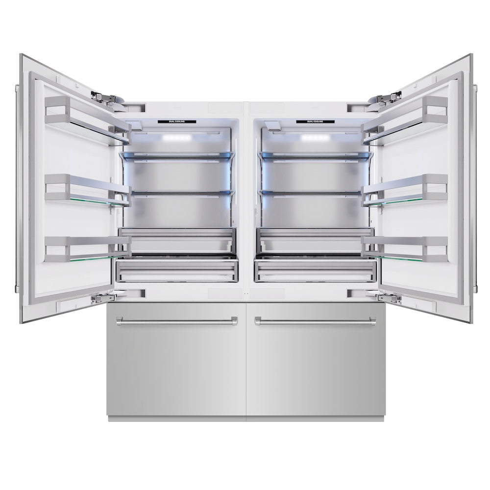 72 In. 39.6 Cu. Ft. French Door Built-in Bottom Freezer Refrigerator With Water Dispensers And Ice Makers In Stainless Steel RBIT30472