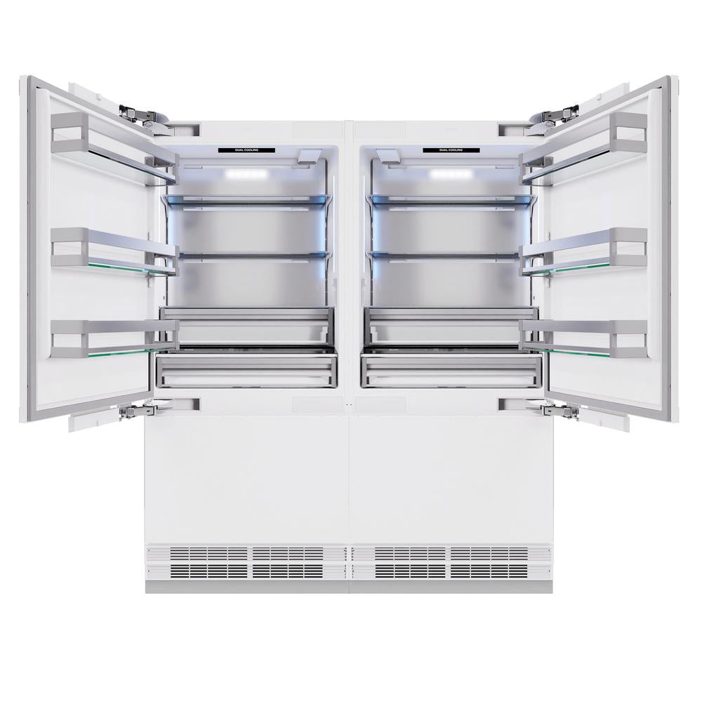 72 In. 39.6 Cu. Ft. Panel Ready French Door Built-in Bottom Freezer Refrigerator With Water Dispensers And Ice Makers RBIT72
