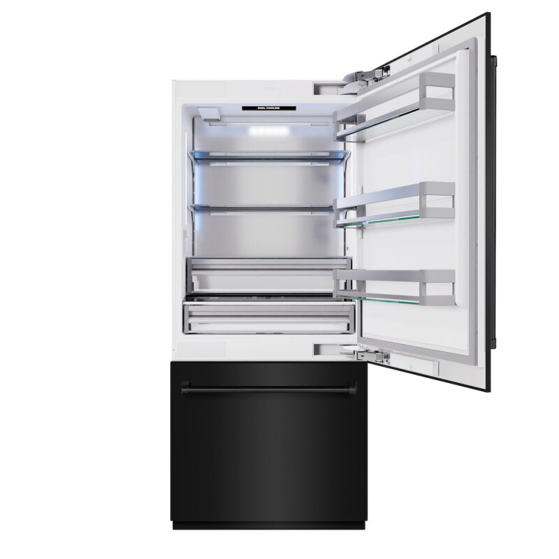 36 In. 19.8 Cu. Ft. Built-in Bottom Freezer Refrigerator With Water Dispenser And Ice Maker In Black Stainless Steel RBITBS36