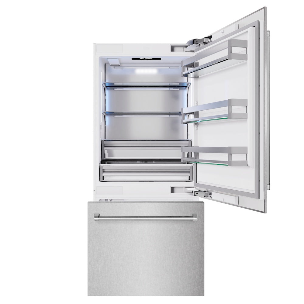 36 In. 19.8 Cu. Ft. Built-in Bottom Freezer Refrigerator With Water Dispenser And Ice Maker In Satin Stainless Steel RBITSN36