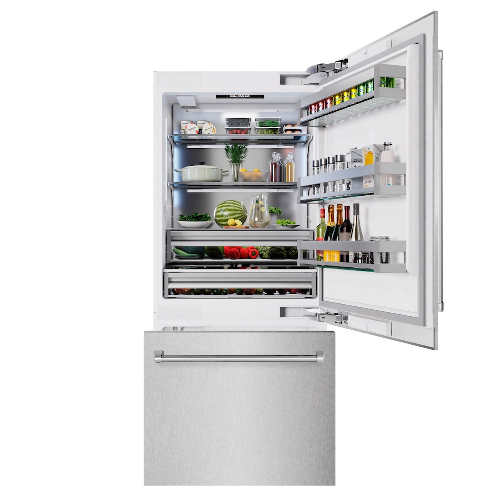 36 In. 19.8 Cu. Ft. Built-in Bottom Freezer Refrigerator With Water Dispenser And Ice Maker In Satin Stainless Steel RBITSN36