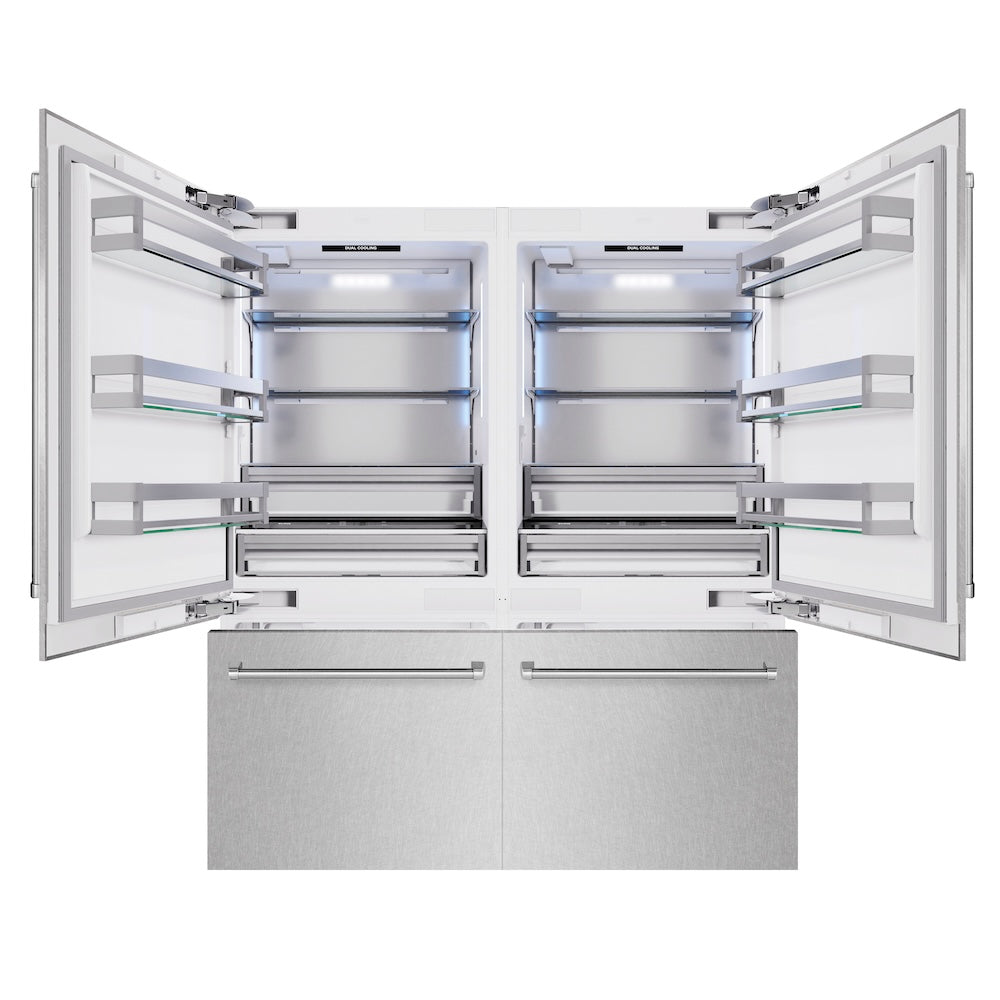 ZLINE 72 in. 39.6 cu. ft. French Door Built-In Bottom Freezer Refrigerator with Water Dispensers and Ice Makers in DuraSnow® Stainless Steel (RBIT-SN-72) RBITSN72