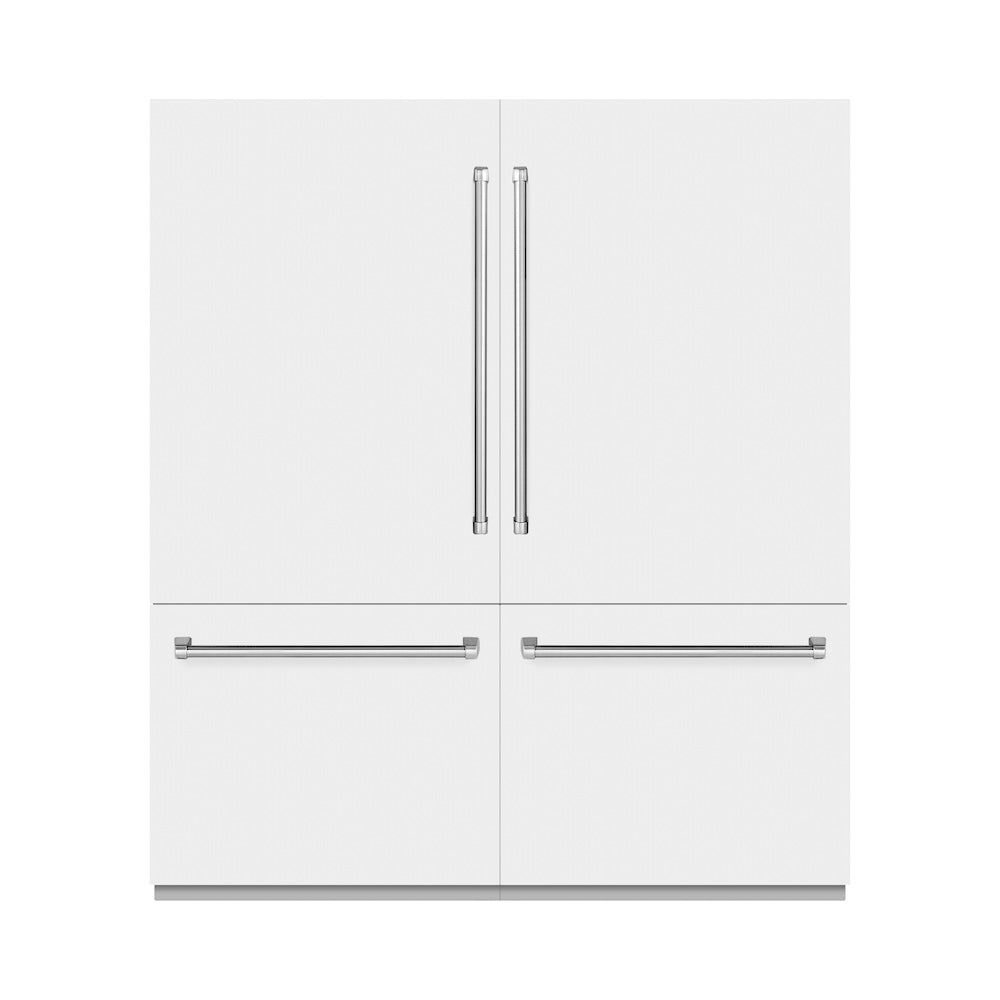 72 In. 39.6 Cu. Ft. French Door Built-in Bottom Freezer Refrigerator With Water Dispensers And Ice Makers In White Matte RBITWM72