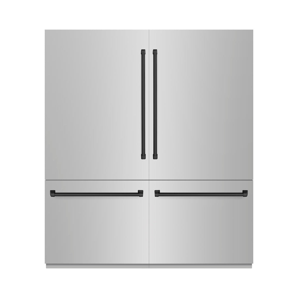 Autograph Edition 72 In. 39.6 Cu. Ft. French Door Built-in Bottom Freezer Refrigerator With Water Dispensers And Ice Makers In Stainless Steel With Matte Black Accents RBITZ30472MB