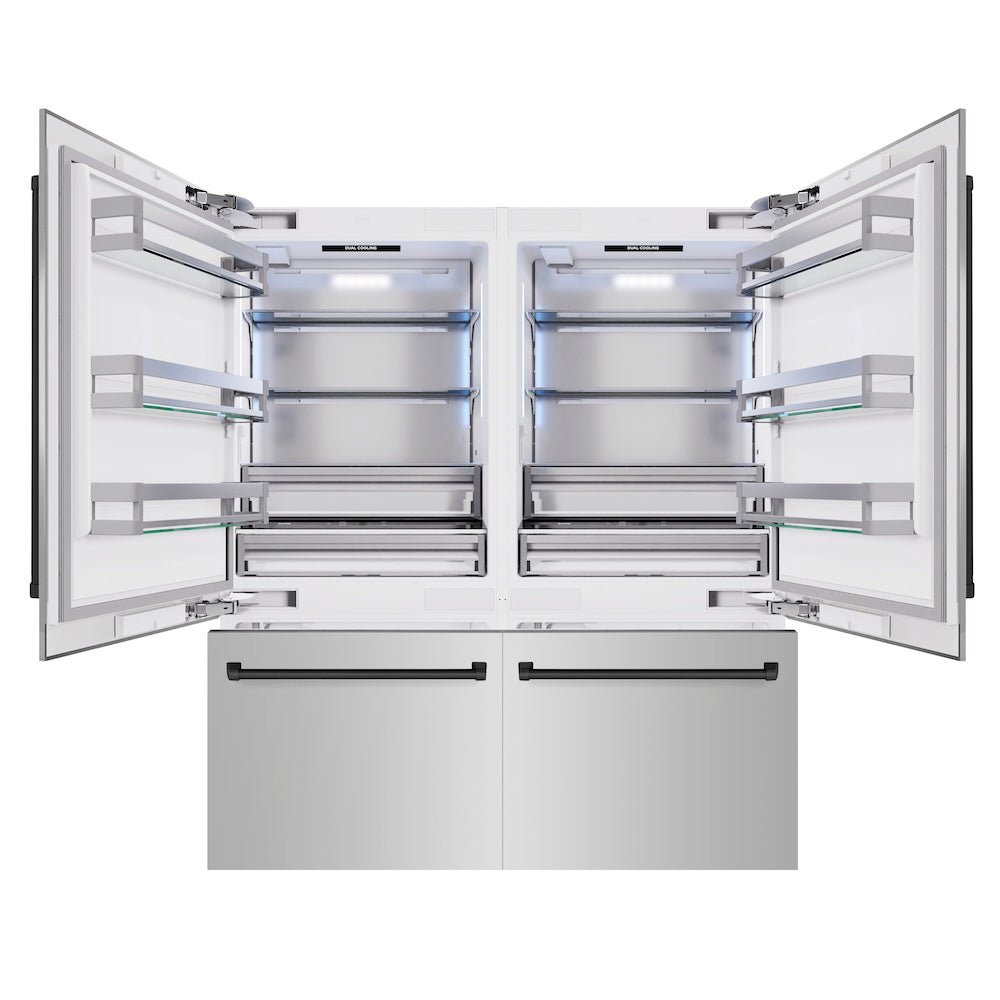 Autograph Edition 72 In. 39.6 Cu. Ft. French Door Built-in Bottom Freezer Refrigerator With Water Dispensers And Ice Makers In Stainless Steel With Matte Black Accents RBITZ30472MB