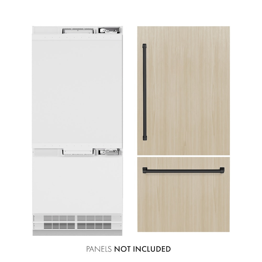 Autograph Edition 36 In. 19.8 Cu. Ft. Panel Ready Built-in Bottom Freezer Refrigerator With Water Dispenser And Ice Maker With Matte Black Accents RBITZ36MB