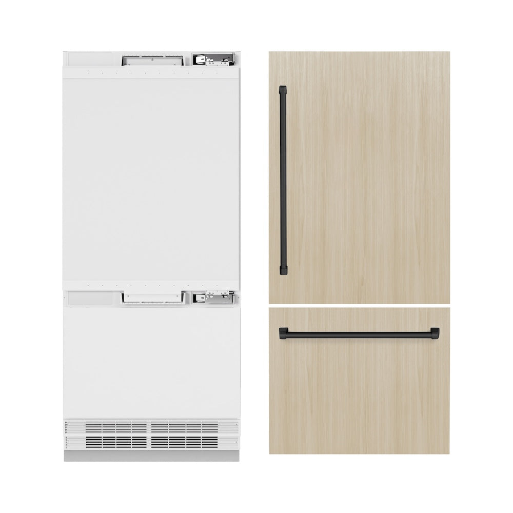 Autograph Edition 36 In. 19.8 Cu. Ft. Panel Ready Built-in Bottom Freezer Refrigerator With Water Dispenser And Ice Maker With Matte Black Accents RBITZ36MB
