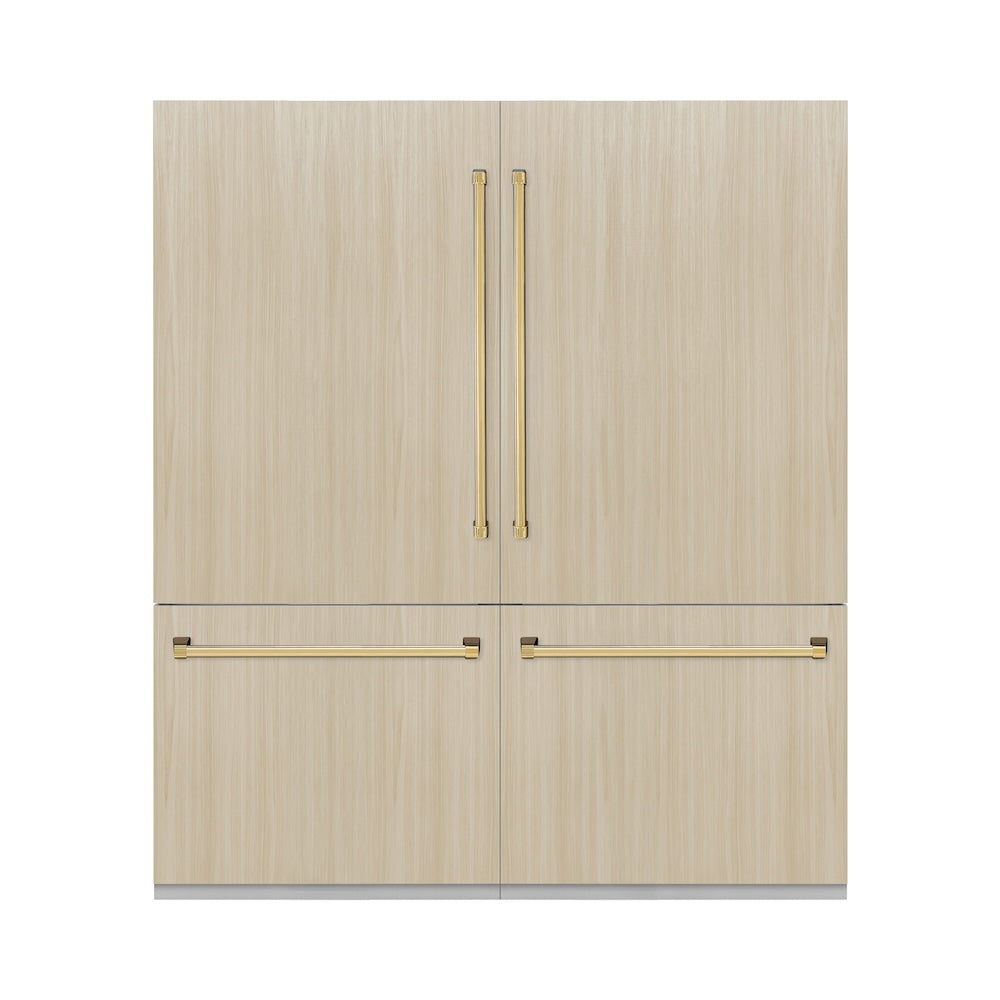 Autograph Edition 72 In. 39.6 Cu. Ft. Panel Ready French Door Built-in Bottom Freezer Refrigerator With Water Dispensers And Ice Makers And Polished Gold Accents RBITZ72G