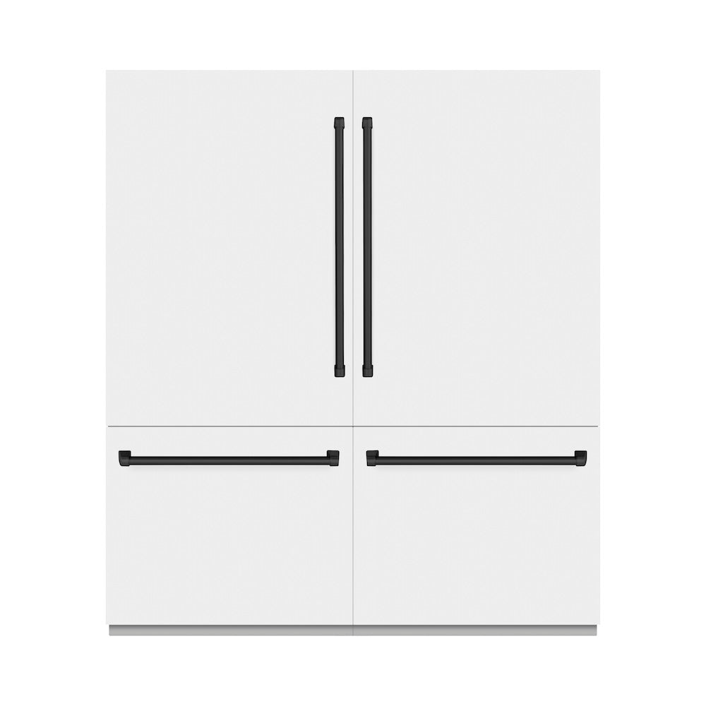 Autograph Edition 72 In. 39.6 Cu. Ft. French Door Built-in Bottom Freezer Refrigerator With Water Dispensers And Ice Makers In White Matte And Matte Black Accents RBITZWM72MB