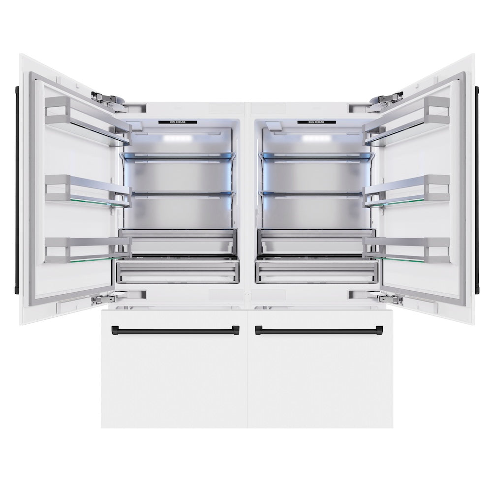 Autograph Edition 72 In. 39.6 Cu. Ft. French Door Built-in Bottom Freezer Refrigerator With Water Dispensers And Ice Makers In White Matte And Matte Black Accents RBITZWM72MB