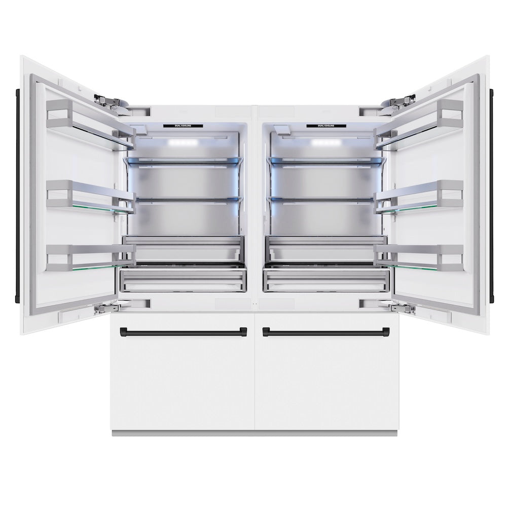 Autograph Edition 72 In. 39.6 Cu. Ft. French Door Built-in Bottom Freezer Refrigerator With Water Dispensers And Ice Makers In White Matte And Matte Black Accents RBITZWM72MB