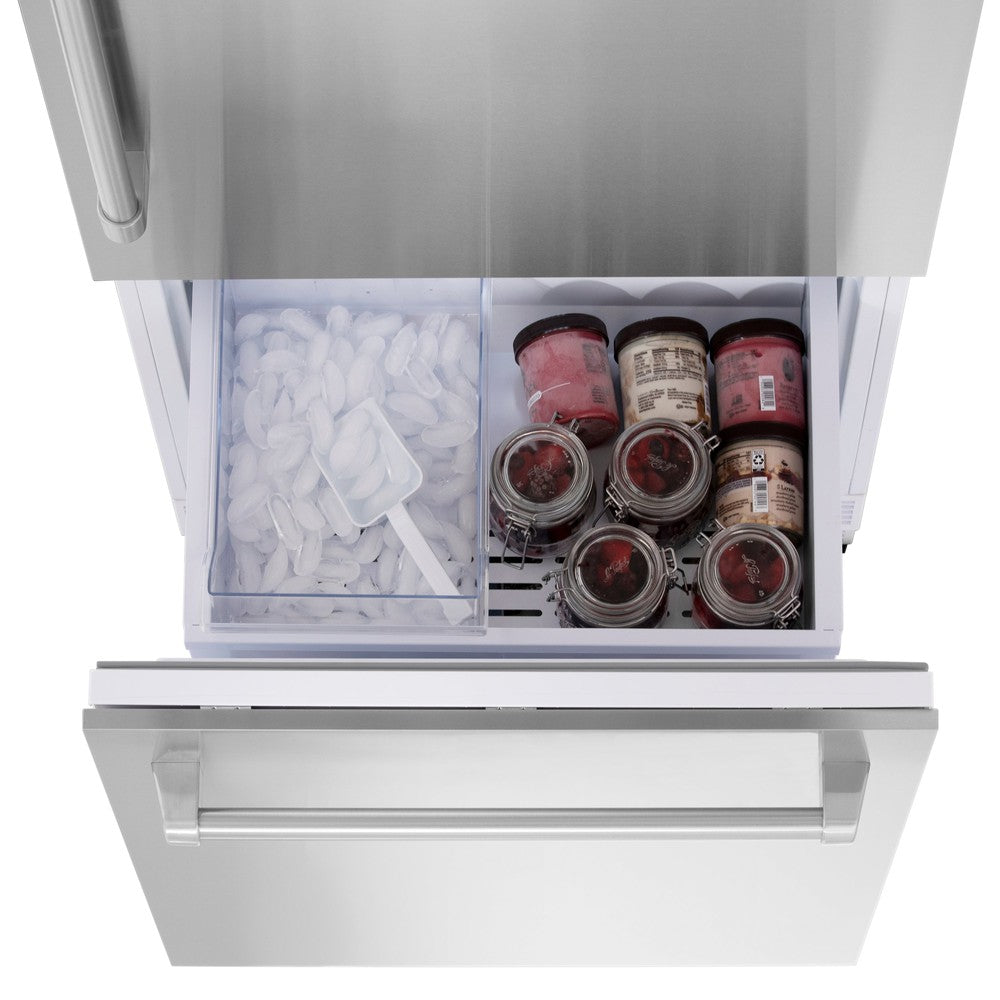 30 In. 16.1 Cu. Ft. Built-in Bottom Freezer Refrigerator With Water Dispenser And Ice Maker In Stainless Steel RBIV30430