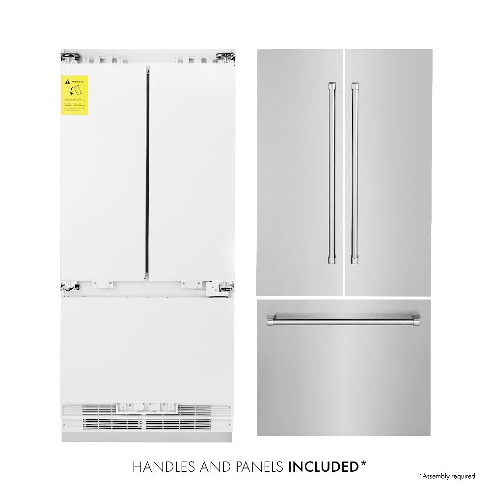 36 In. 19.6 Cu. Ft. French Door Built-in Bottom Freezer Refrigerator With Water Dispenser And Ice Maker In Stainless Steel RBIV30436