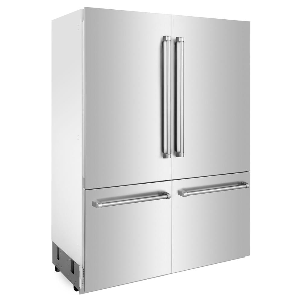 60 In. 32.2 Cu. Ft. French Door Built-in Bottom Freezer Refrigerator With Water Dispensers And Ice Makers In Stainless Steel RBIV30460