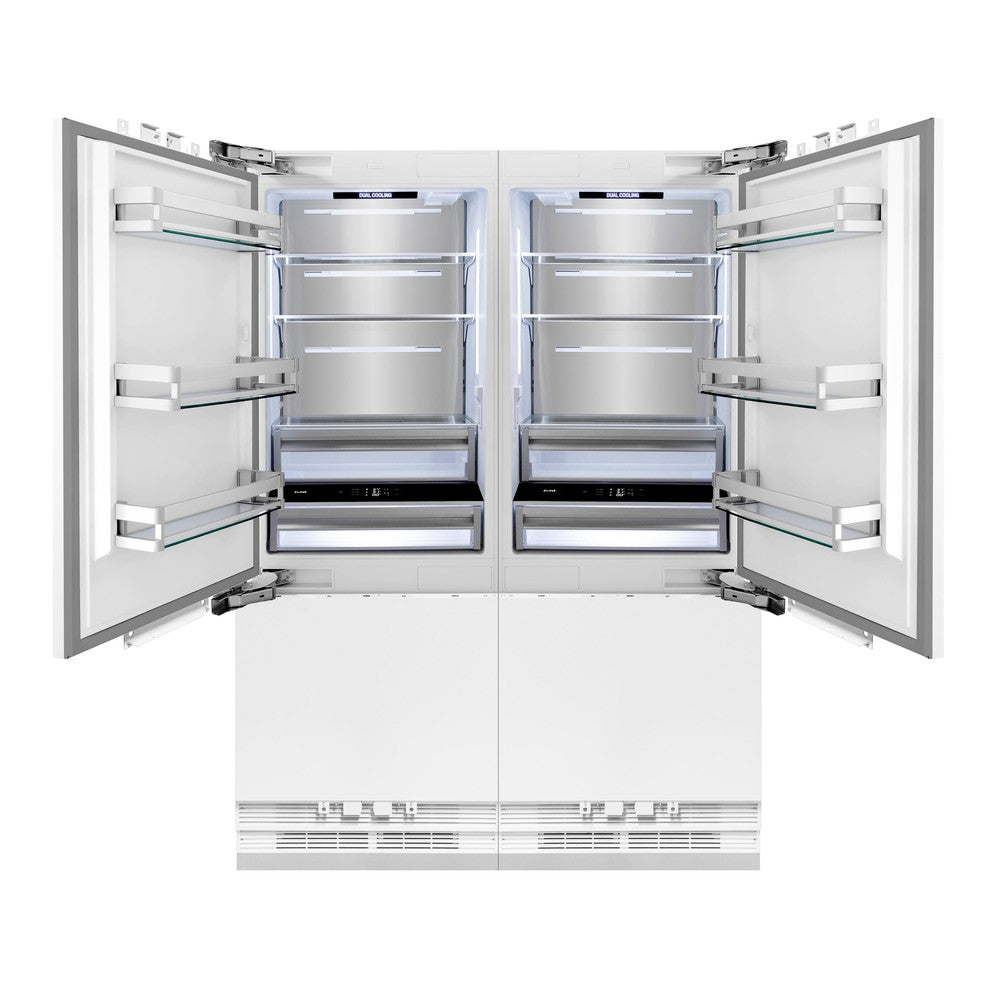 60 In. 32.2 Cu. Ft. Panel Ready French Door Built-in Bottom Freezer Refrigerator With Water Dispensers And Ice Makers RBIV60