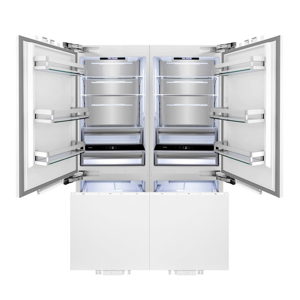 60 In. 32.2 Cu. Ft. Panel Ready French Door Built-in Bottom Freezer Refrigerator With Water Dispensers And Ice Makers RBIV60