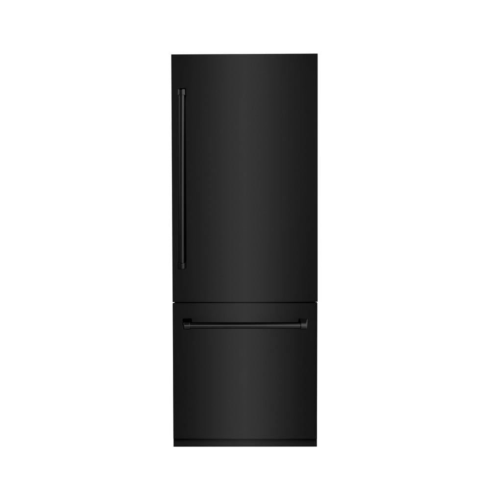 30 In. 16.1 Cu. Ft. Built-in Bottom Freezer Refrigerator With Water Dispenser And Ice Maker In Black Stainless Steel RBIVBS30