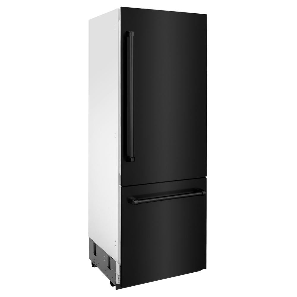 30 In. 16.1 Cu. Ft. Built-in Bottom Freezer Refrigerator With Water Dispenser And Ice Maker In Black Stainless Steel RBIVBS30