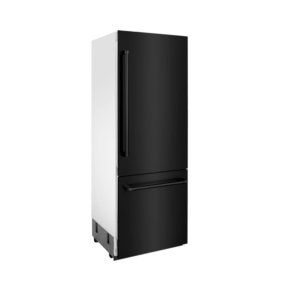 30 In. 16.1 Cu. Ft. Built-in Bottom Freezer Refrigerator With Water Dispenser And Ice Maker In Black Stainless Steel RBIVBS30