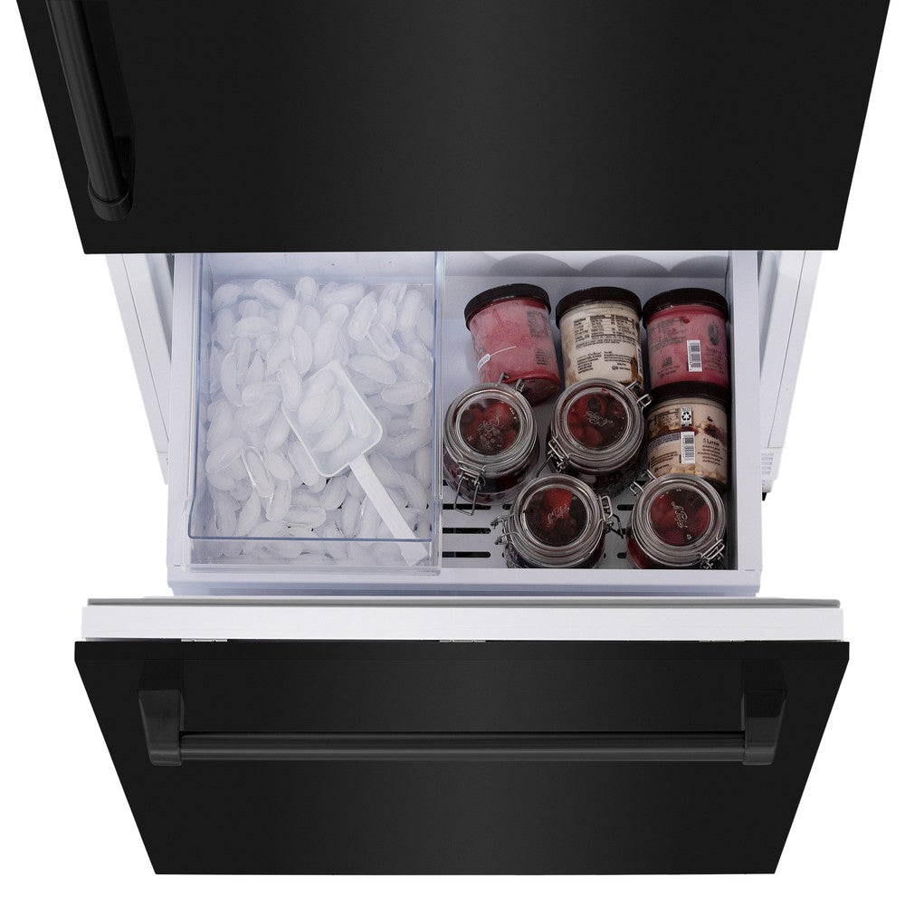 30 In. 16.1 Cu. Ft. Built-in Bottom Freezer Refrigerator With Water Dispenser And Ice Maker In Black Stainless Steel RBIVBS30
