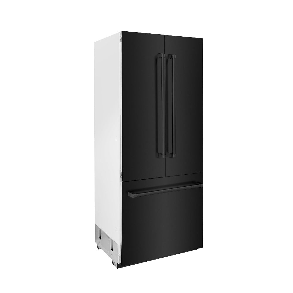 36"19.6 cu. ft. Built-In 3-Door French Door Freezer Refrigerator with Internal Water and Ice Dispenser in Black Stainless Steel view 2