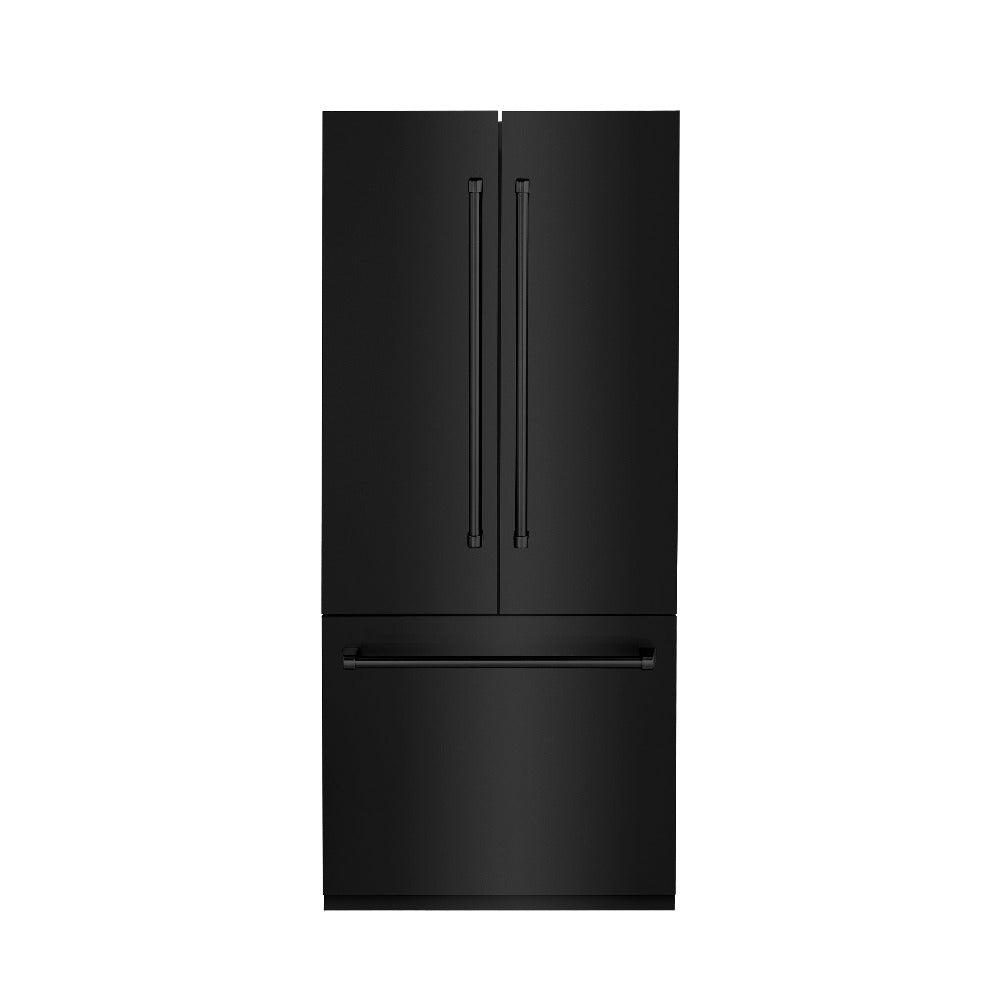 36"19.6 cu. ft. Built-In 3-Door French Door Freezer Refrigerator with Internal Water and Ice Dispenser in Black Stainless Steel view 3