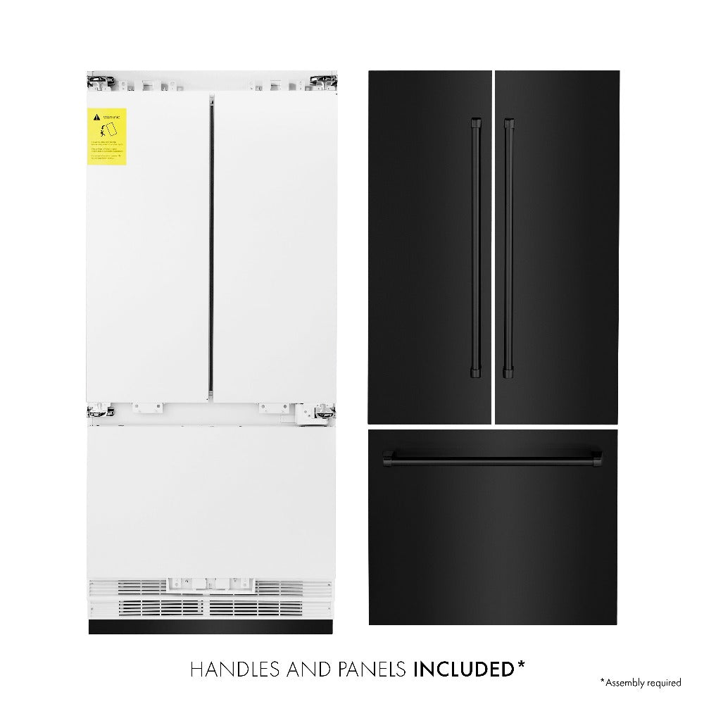 36"19.6 cu. ft. Built-In 3-Door French Door Freezer Refrigerator with Internal Water and Ice Dispenser in Black Stainless Steel view 11