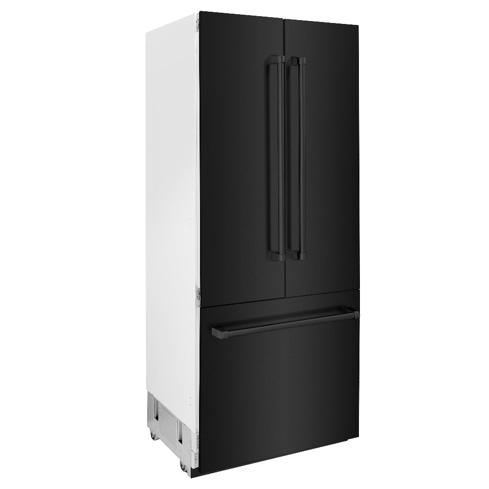 36"19.6 cu. ft. Built-In 3-Door French Door Freezer Refrigerator with Internal Water and Ice Dispenser in Black Stainless Steel view 12