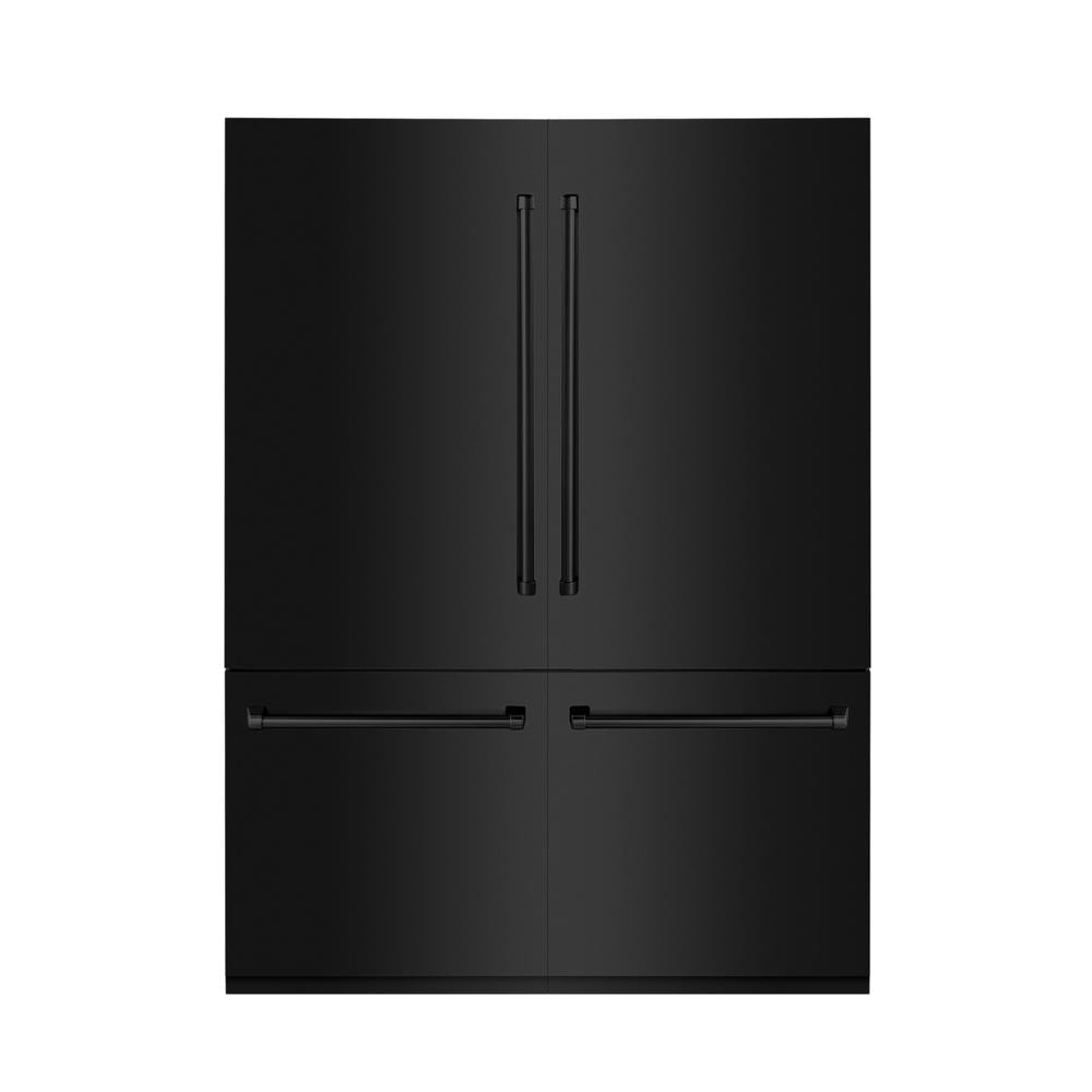 60 In. 32.2 Cu. Ft. French Door Built-in Bottom Freezer Refrigerator With Water Dispensers And Ice Makers In Black Stainless Steel RBIVBS60